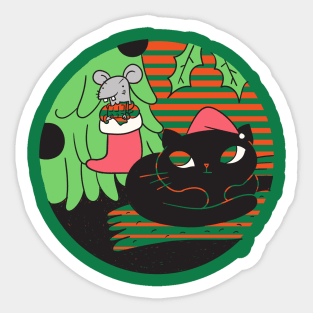 The Christmas Tree, The Black Cat And The Mouse Sticker